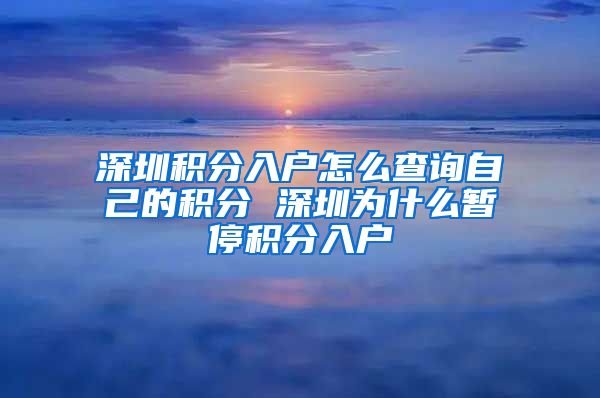 深圳积分入户怎么查询自己的积分 深圳为什么暂停积分入户