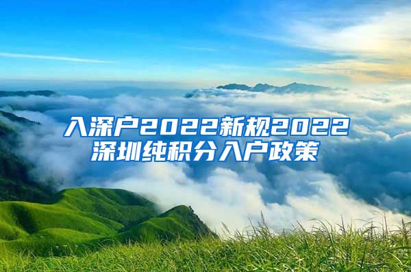 入深户2022新规2022深圳纯积分入户政策