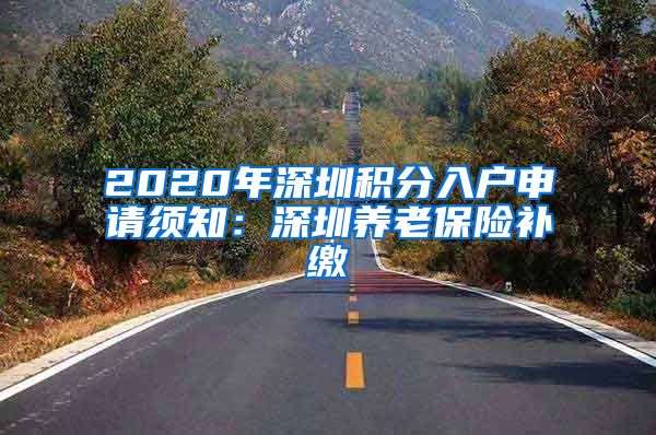 2020年深圳积分入户申请须知：深圳养老保险补缴