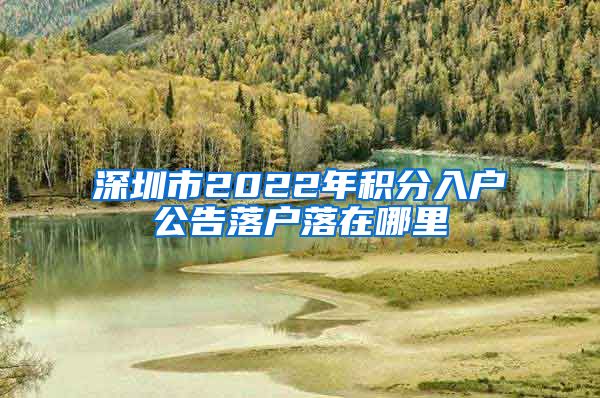 深圳市2022年积分入户公告落户落在哪里