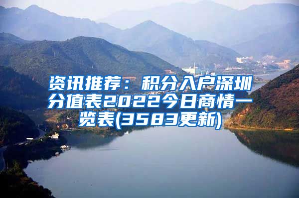 资讯推荐：积分入户深圳分值表2022今日商情一览表(3583更新)