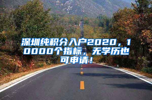深圳纯积分入户2020，10000个指标，无学历也可申请！