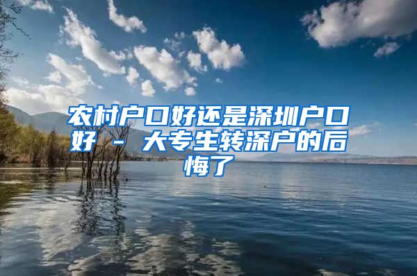 农村户口好还是深圳户口好 - 大专生转深户的后悔了