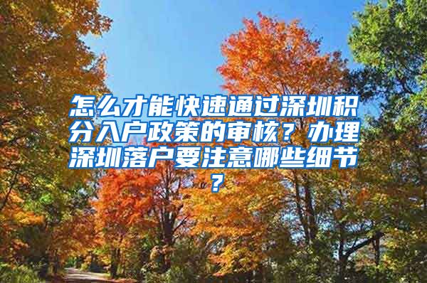 怎么才能快速通过深圳积分入户政策的审核？办理深圳落户要注意哪些细节？