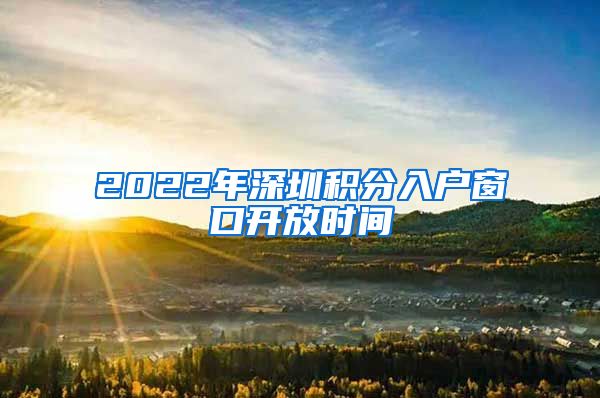 2022年深圳积分入户窗口开放时间