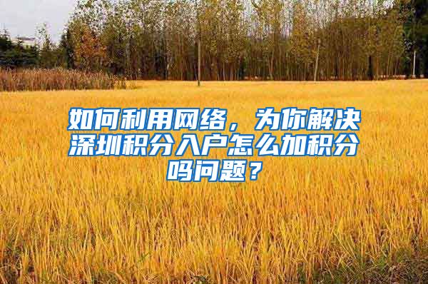 如何利用网络，为你解决深圳积分入户怎么加积分吗问题？