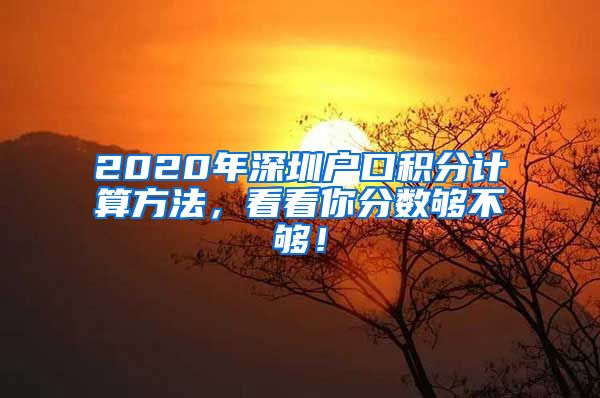 2020年深圳户口积分计算方法，看看你分数够不够！