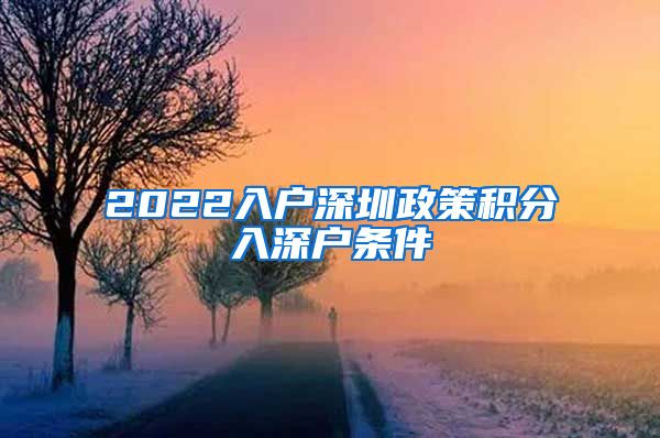 2022入户深圳政策积分入深户条件