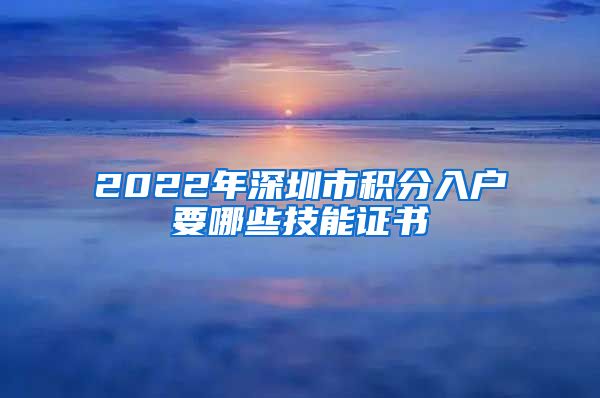 2022年深圳市积分入户要哪些技能证书