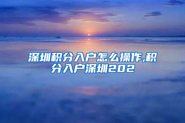 深圳积分入户怎么操作,积分入户深圳202