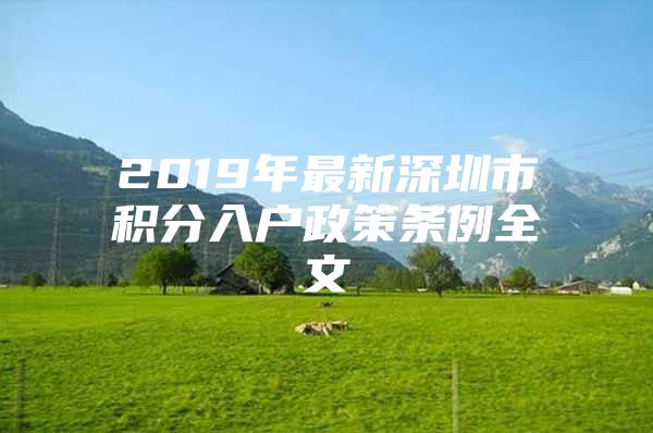 2019年最新深圳市积分入户政策条例全文