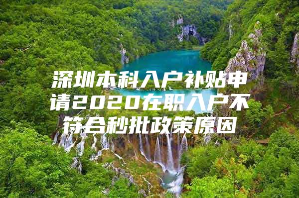 深圳本科入户补贴申请2020在职入户不符合秒批政策原因