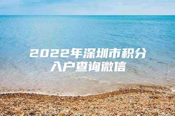 2022年深圳市积分入户查询微信