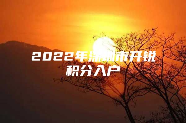 2022年深圳市开锐积分入户