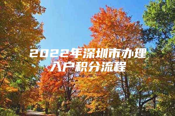 2022年深圳市办理入户积分流程