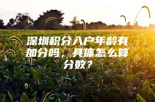 深圳积分入户年龄有加分吗，具体怎么算分数？