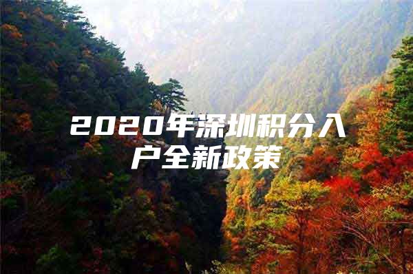 2020年深圳积分入户全新政策