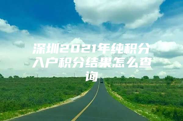 深圳2021年纯积分入户积分结果怎么查询