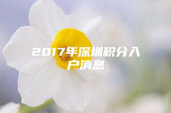 2017年深圳积分入户消息