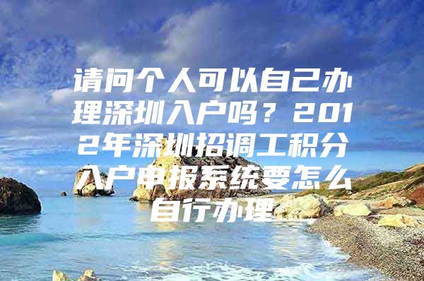 请问个人可以自己办理深圳入户吗？2012年深圳招调工积分入户申报系统要怎么自行办理