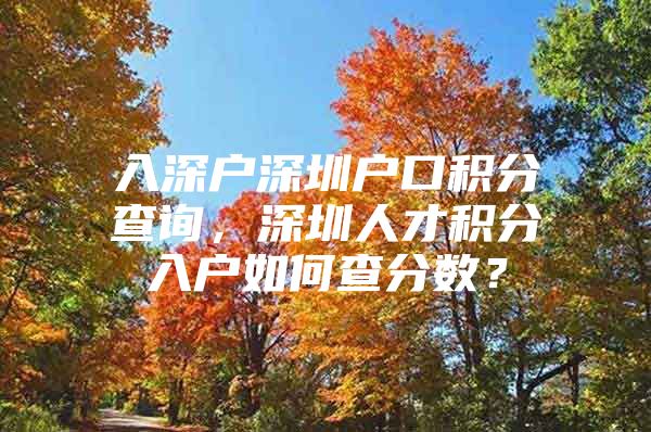 入深户深圳户口积分查询，深圳人才积分入户如何查分数？