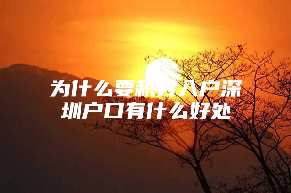 为什么要积分入户深圳户口有什么好处