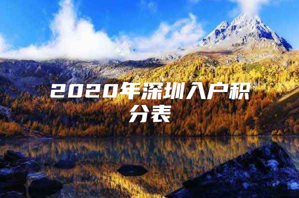 2020年深圳入户积分表