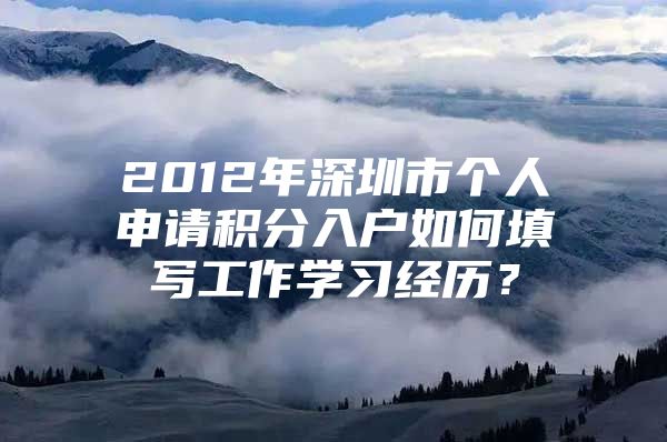 2012年深圳市个人申请积分入户如何填写工作学习经历？