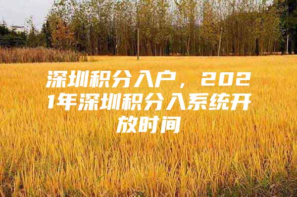 深圳积分入户，2021年深圳积分入系统开放时间