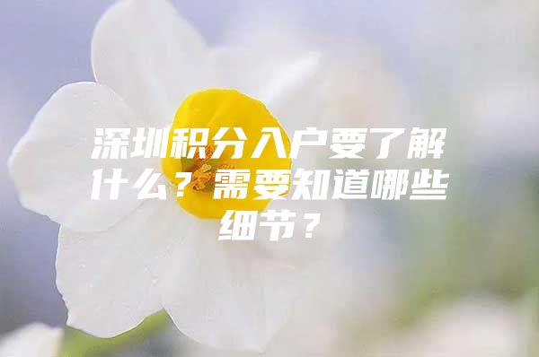 深圳积分入户要了解什么？需要知道哪些细节？