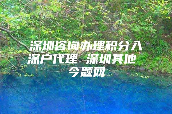 深圳咨询办理积分入深户代理 深圳其他 今题网