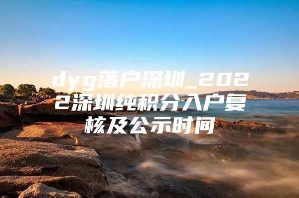 dyg落户深圳_2022深圳纯积分入户复核及公示时间