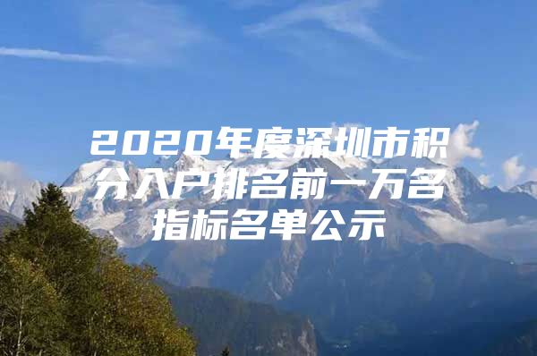 2020年度深圳市积分入户排名前一万名指标名单公示