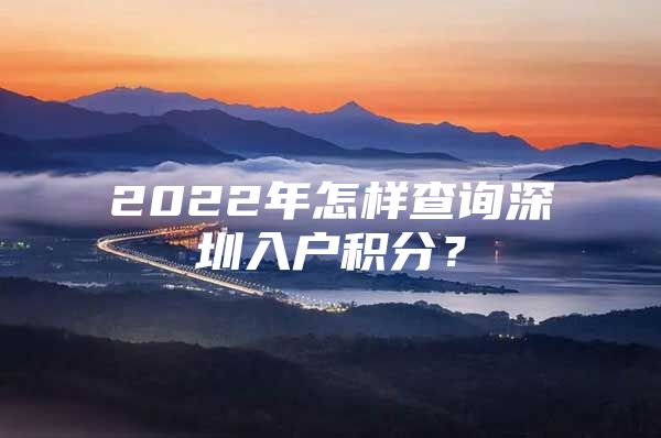 2022年怎样查询深圳入户积分？