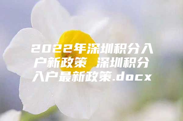 2022年深圳积分入户新政策 深圳积分入户最新政策.docx