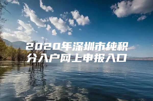 2020年深圳市纯积分入户网上申报入口