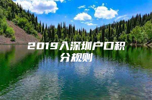 2019入深圳户口积分规则