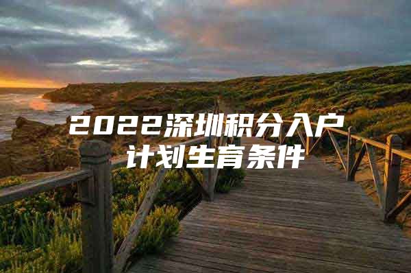 2022深圳积分入户 计划生育条件