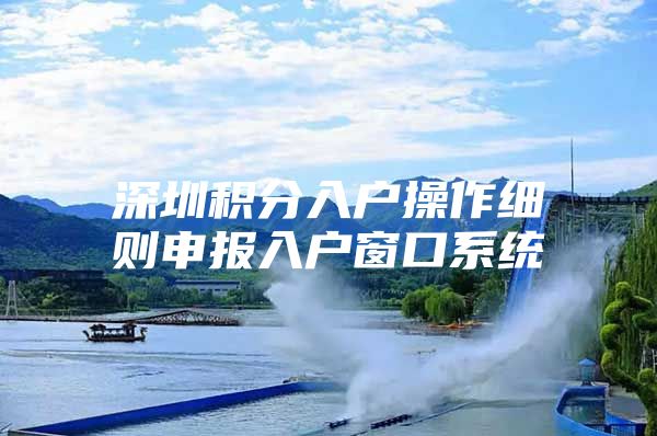 深圳积分入户操作细则申报入户窗口系统