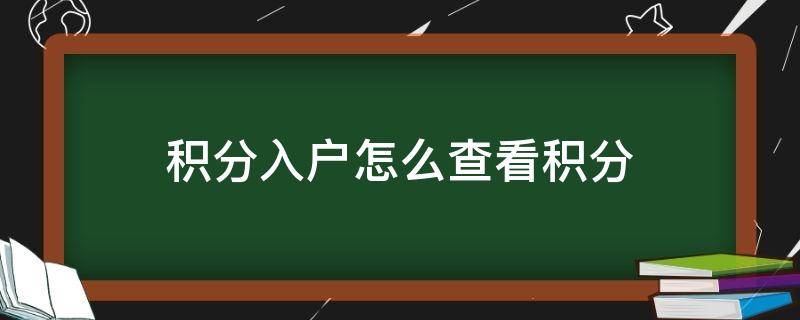 积分入户怎么查看积分