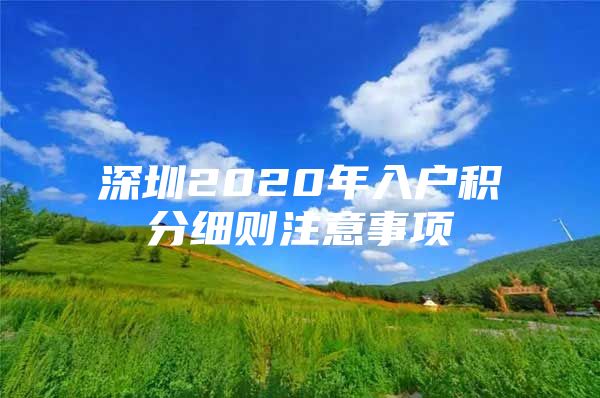 深圳2020年入户积分细则注意事项