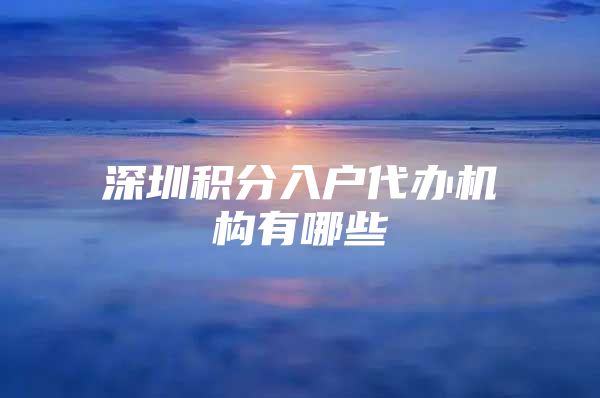 深圳积分入户代办机构有哪些